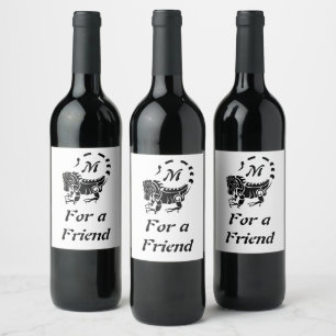 Tribal Iguana Monogram Wine Label