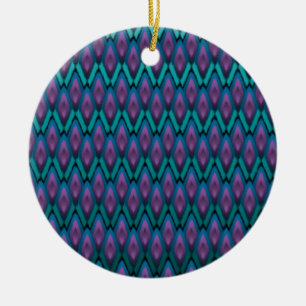 Tribal Ikat Zigzags and Diamonds Pattern Ceramic Tree Decoration