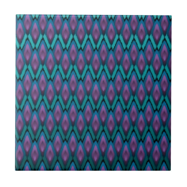 Tribal Ikat Zigzags and Diamonds Pattern Tile (Front)