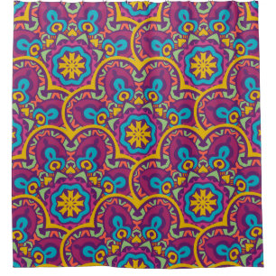 Tribal indian ethnic seamless mandalas repeat desi shower curtain