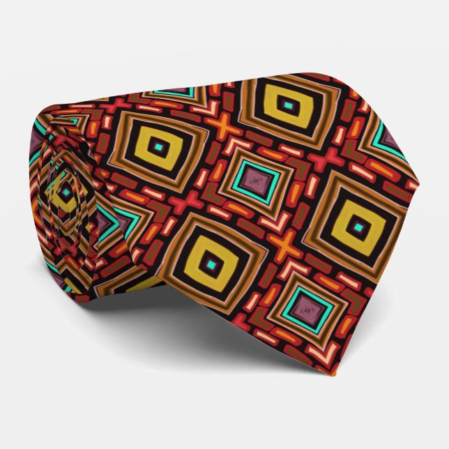 Tribal Indigenous Multi Colour Pattern Tie (Rolled)
