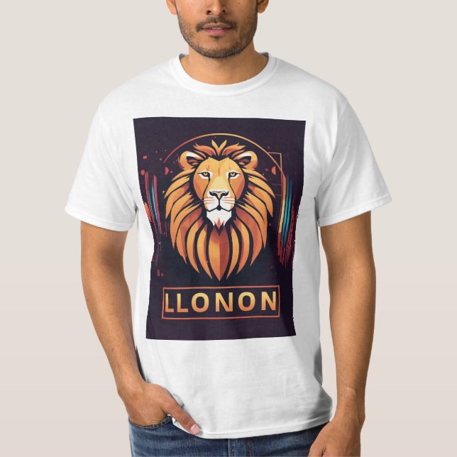 Tribal-Inspired Geometric Lion Logo T-Shirt (Front)