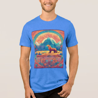 Tribal-Inspired Geometric Lion T-Shirt Tri-Blend Shirt