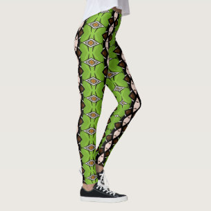 Tribal Inspired Green Patterned Leggings
