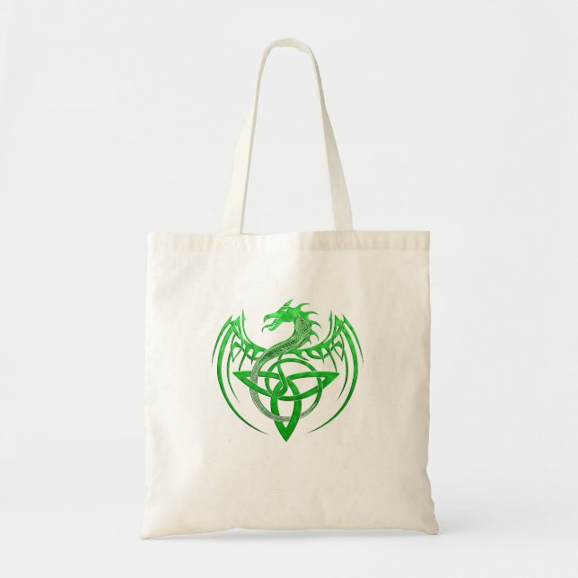 Tribal Irish Green Celtic Knot Fantasy Celtic Drag Tote Bag (Front)