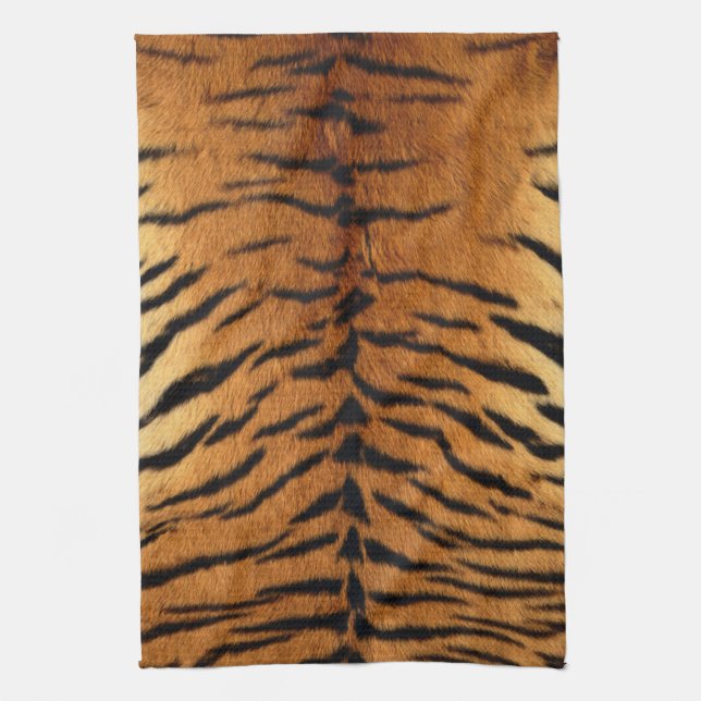 Tribal jungle animal fur Tiger Print Tea Towel (Vertical)