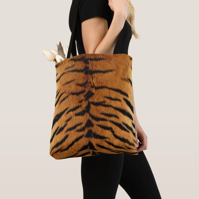 Tribal jungle animal fur Tiger Print Tote Bag (Close Up)