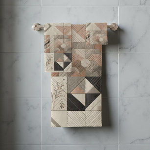 Tribal Kaleidoscope Geometric Cool Abstract Earthy Bath Towel Set