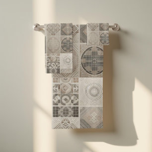 Tribal Kaleidoscope Geometric Cool Abstract Earthy Bath Towel Set