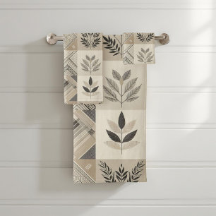 Tribal Kaleidoscope Geometric Cool Abstract Earthy Bath Towel Set