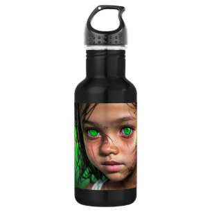 Tribal Kids    Futuristic Girl Glowing Green Eyes 532 Ml Water Bottle