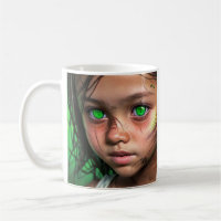 Tribal Kids |  Futuristic Girl Glowing Green Eyes