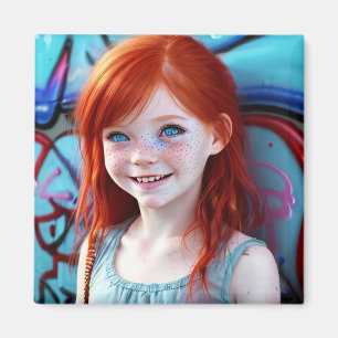 Tribal Kids Pretty Little Redhead Girl Magnet