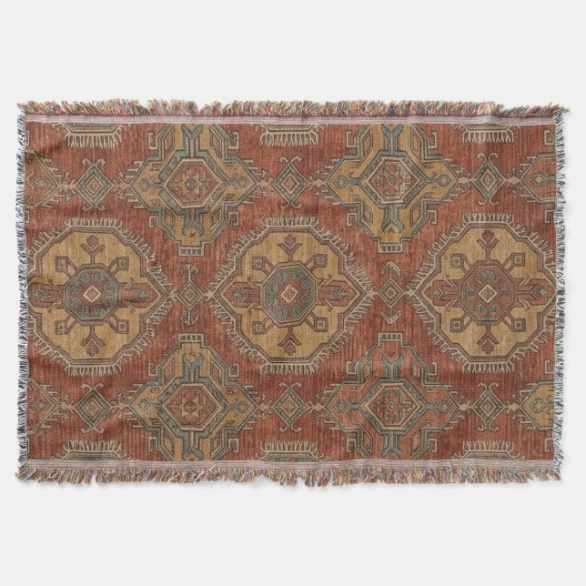Tribal Kilim Medallion Throw Blanket (Front)