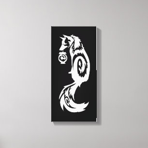 Tribal Kitsune Fox with Spirit Lantern Canvas Print