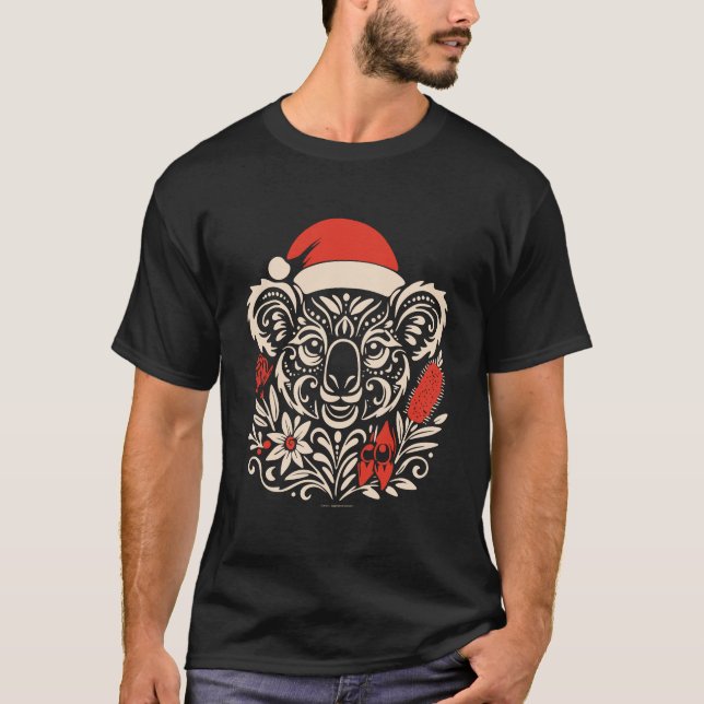 Tribal Koala Christmas – Tattoo-Inspired T-Shirt (Front)