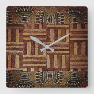 Tribal Kuba Cloth Print  Square Wall Clock