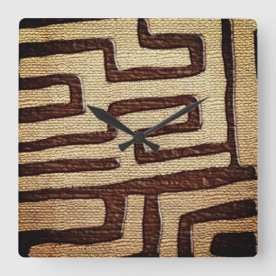 Tribal Kuba Cloth Print  Square Wall Clock