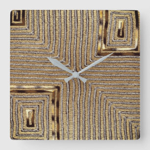 Tribal Kuba Cloth Print  Square Wall Clock