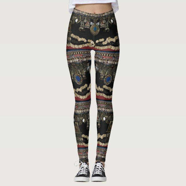 Tribal Kuchi Belly Dance Leggings (Front)