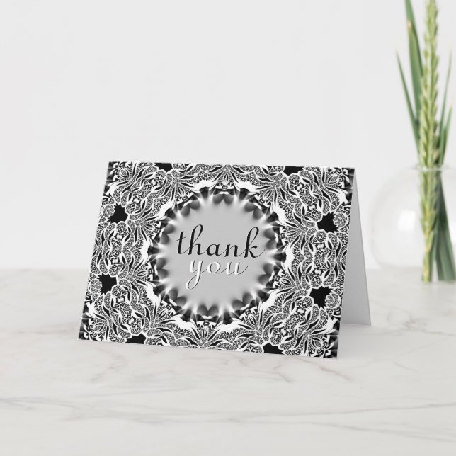 Tribal Lace Thank You Gracias Merci Danke Card (Front)