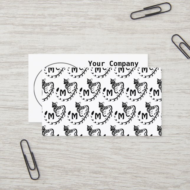 Tribal Large Spotted Genet Monogram Business Card (Front/Back In Situ)