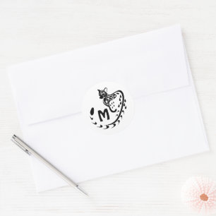 Tribal Large Spotted Genet Monogram Classic Round Sticker