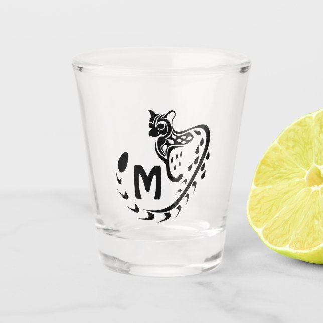 Tribal Large Spotted Genet Monogram Shot Glass (Front)