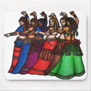 Tribal Line belly dancers Mouse Mat