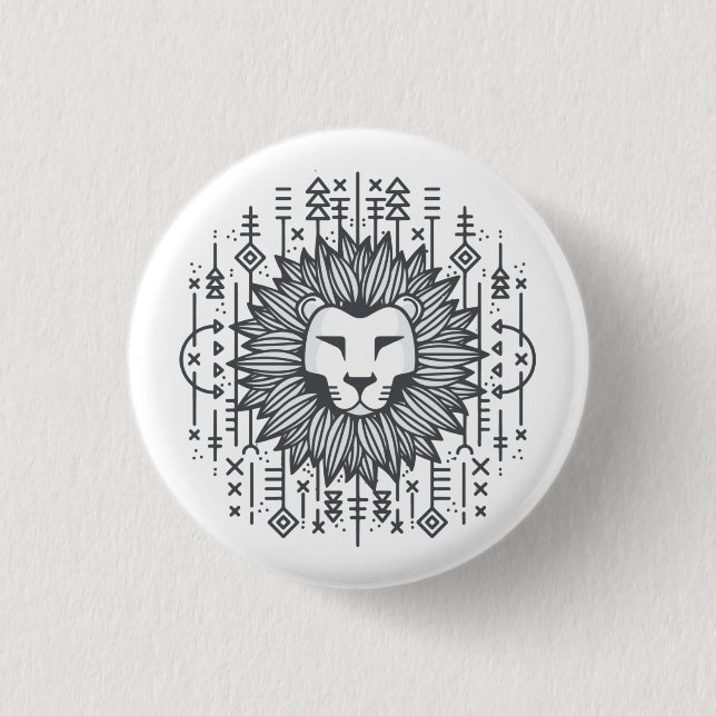 Tribal Lion 3 Cm Round Badge (Front)