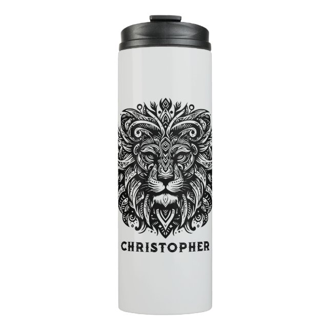 Tribal Lion Add Name Thermal Tumbler (Front)