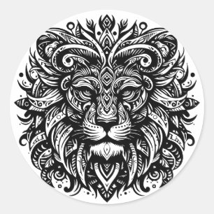 Tribal Lion Classic Round Sticker
