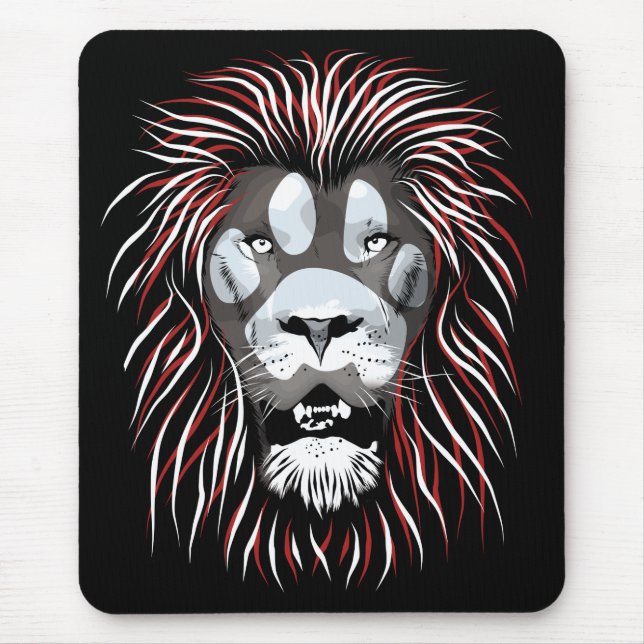 Tribal Lion Face Mouse Mat (Front)