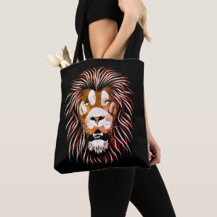 Tribal Lion Face Tote Bag