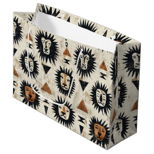 Tribal Lion Safari Pattern Large Gift Bag