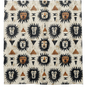 Tribal Lion Safari Pattern Shower Curtain