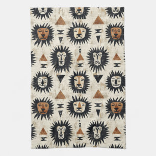 Tribal Lion Safari Pattern Tea Towel