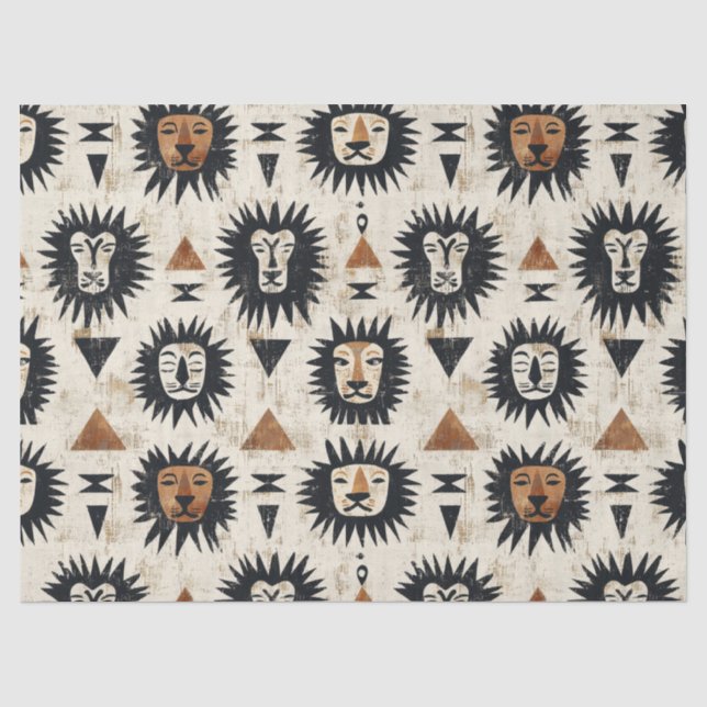 Tribal Lion Safari Pattern Tissue Paper (Front)