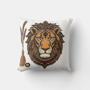 Tribal Lion with Earthy Tones Cushion