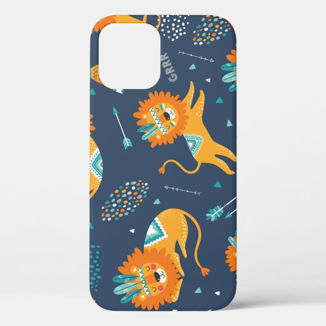 Tribal Lions Cartoon Seamless Pattern Case-Mate iPhone Case (Back)