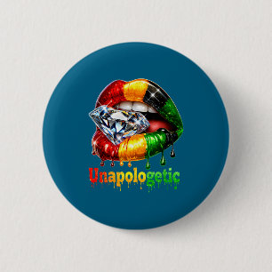 Tribal lips black woman pride strong melanin queen 6 cm round badge