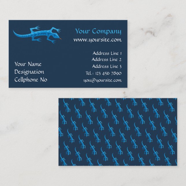 Tribal Lizard Blue Business Card (Front/Back)