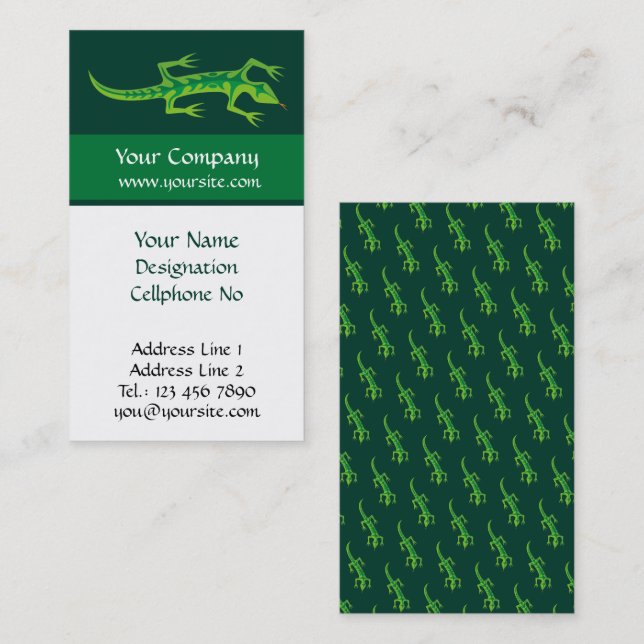 Tribal Lizard Green Business Card (Front/Back)