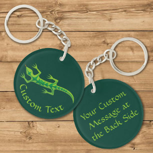 Tribal Lizard Green Keychain