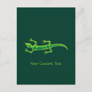 Tribal Lizard Green Postcard