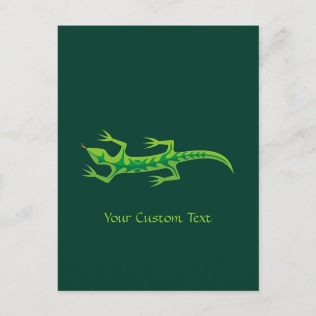 Tribal Lizard Green Postcard (Front)