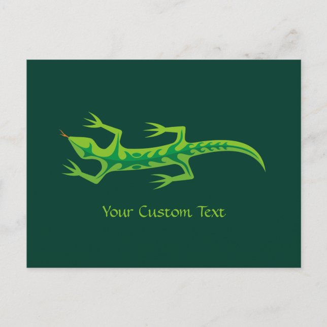 Tribal Lizard Green Postcard (Front)
