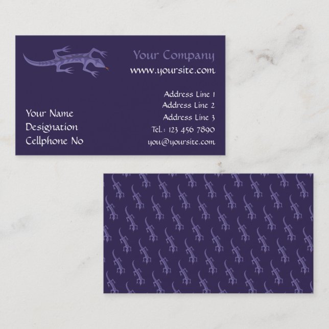 Tribal Lizard Mauve Business Card (Front/Back)