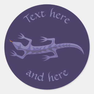Tribal Lizard Mauve Classic Round Sticker