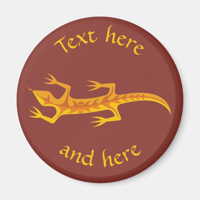 Tribal Lizard Orange Magnet (Front)